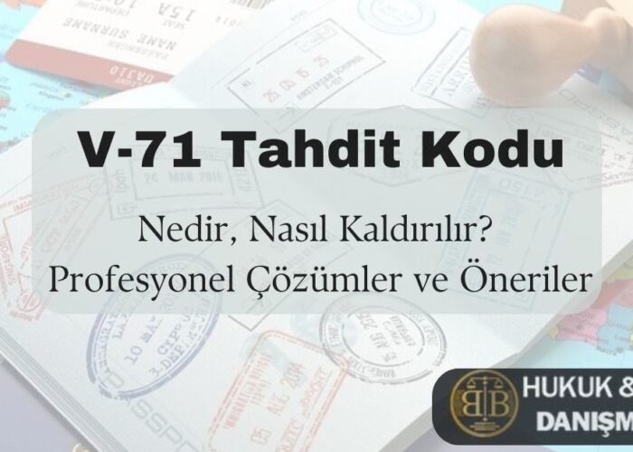 V-71 Tahdit Kodu Nedir, Nasıl Kaldırılır? Profesyonel çözümler ve öneriler sunan, pasaport ve dünya haritası temalı öne çıkarılmış görsel. BB Hukuk & Legal Danışmanlık logosu ile profesyonel hizmet vurgulanmıştır.
